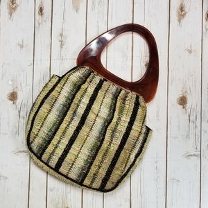 Chic Multicolor Tote with Brown Handle